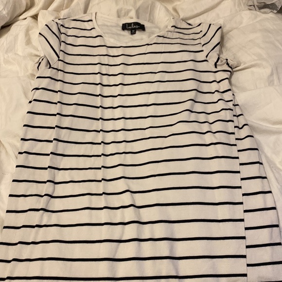 Lulus medium white stripped t shirt dress - Picture 2 of 2